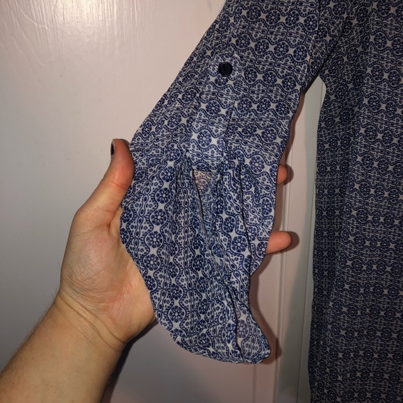 Quarter Button Blue Chiffon Sheer Blouse Pattern - Picture 4 of 11